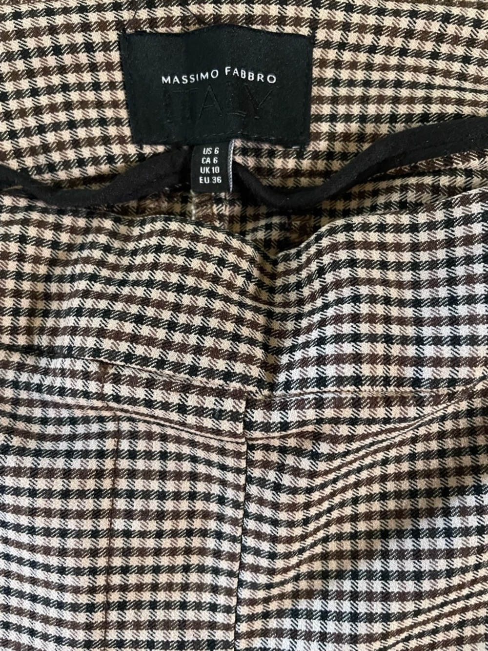 Massimo Fabbro Tailored Houndstooth pant in Black & Cream and brown
